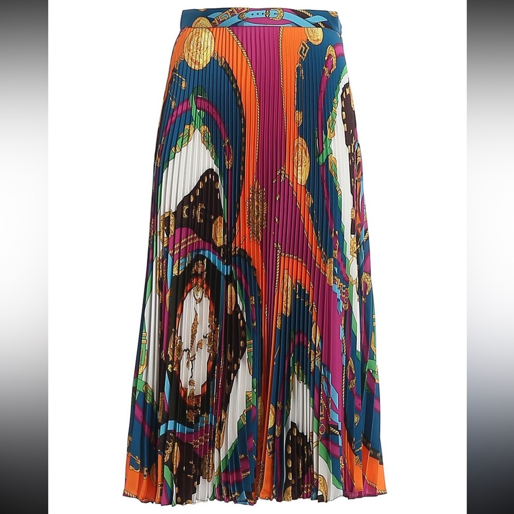 Versace Barocco Rodeo Print Pleated Skirt